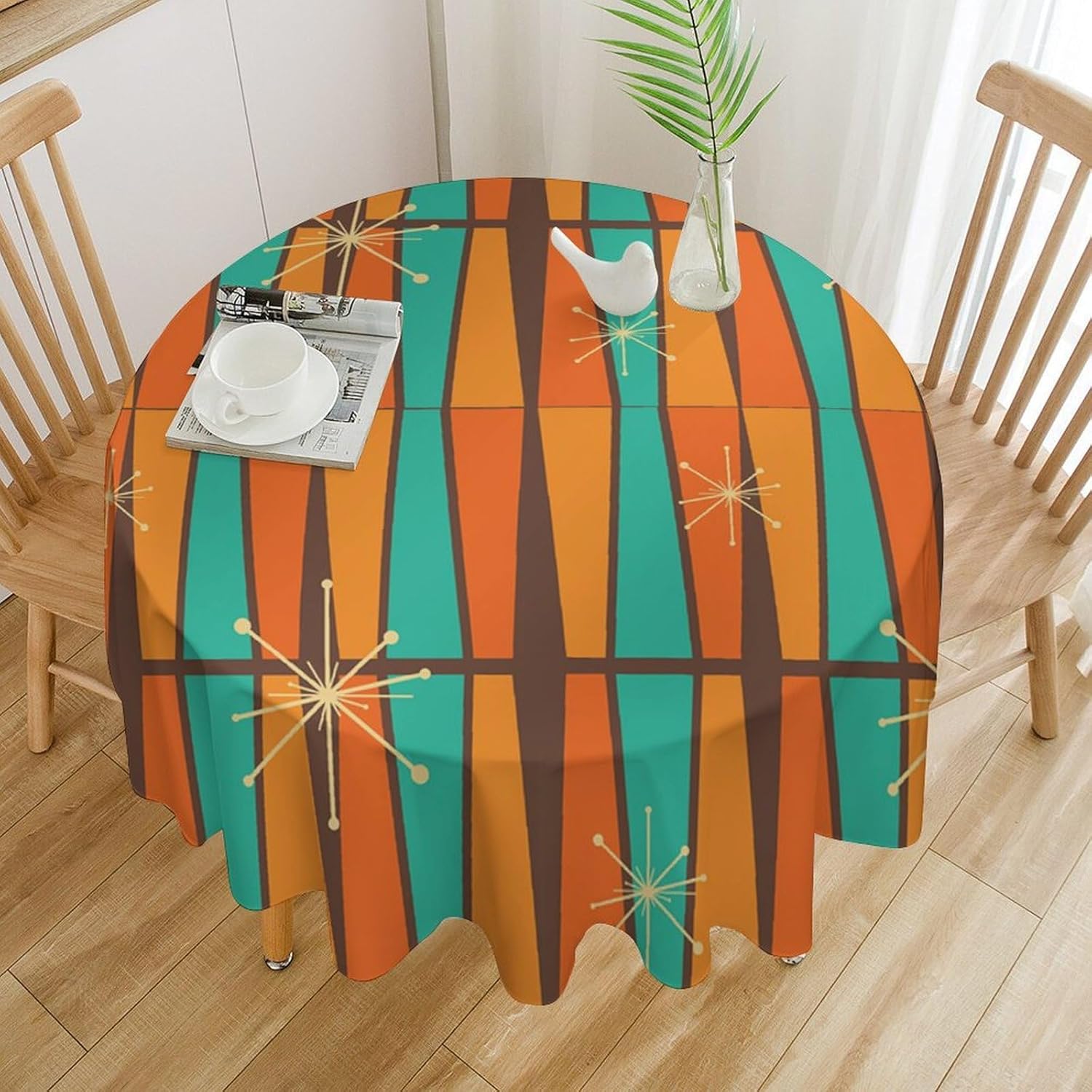 Century Textile & Sewing Supply Saskatoon Sk - Mantel Redondo Geométrico Naranja Amarillo Estilo