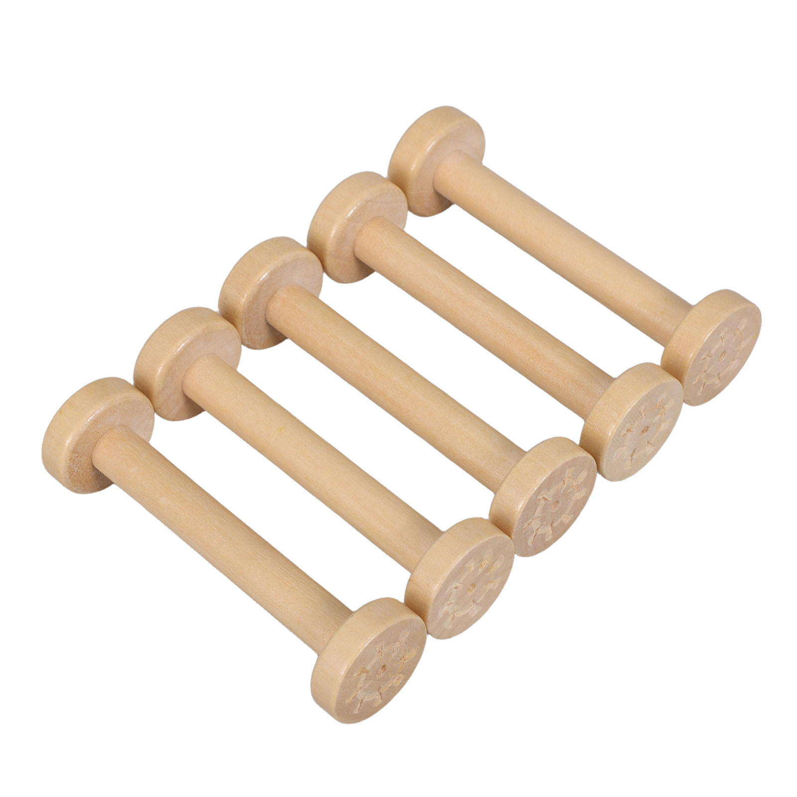 Sewing In Textile - 5 Bobinas de Madera Naturales Vintage