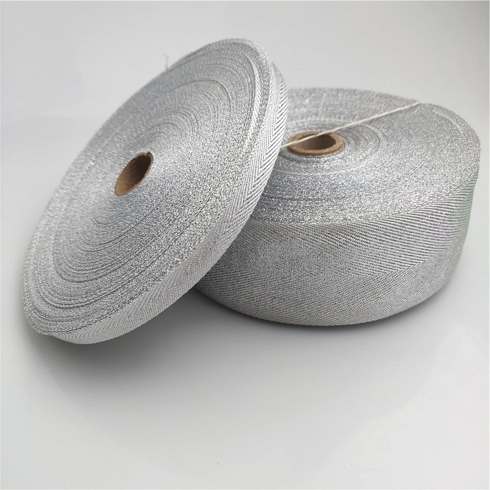 Binding Tape Bias - Cinta de poliéster de sarga plateada