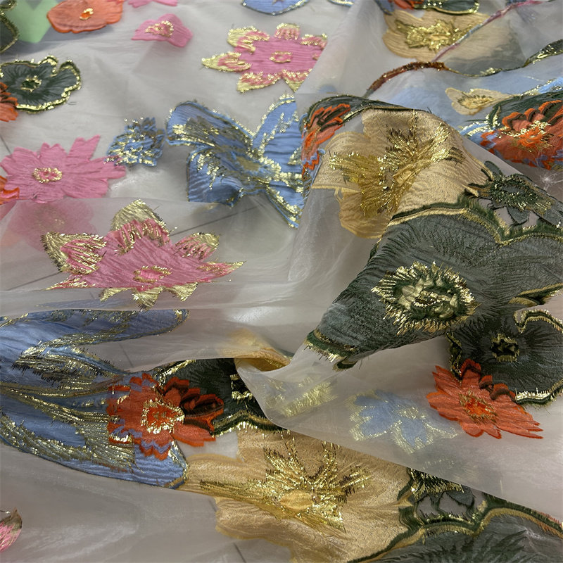 Sewing Thread In Textile - Tela de Organza Jacquard de 100