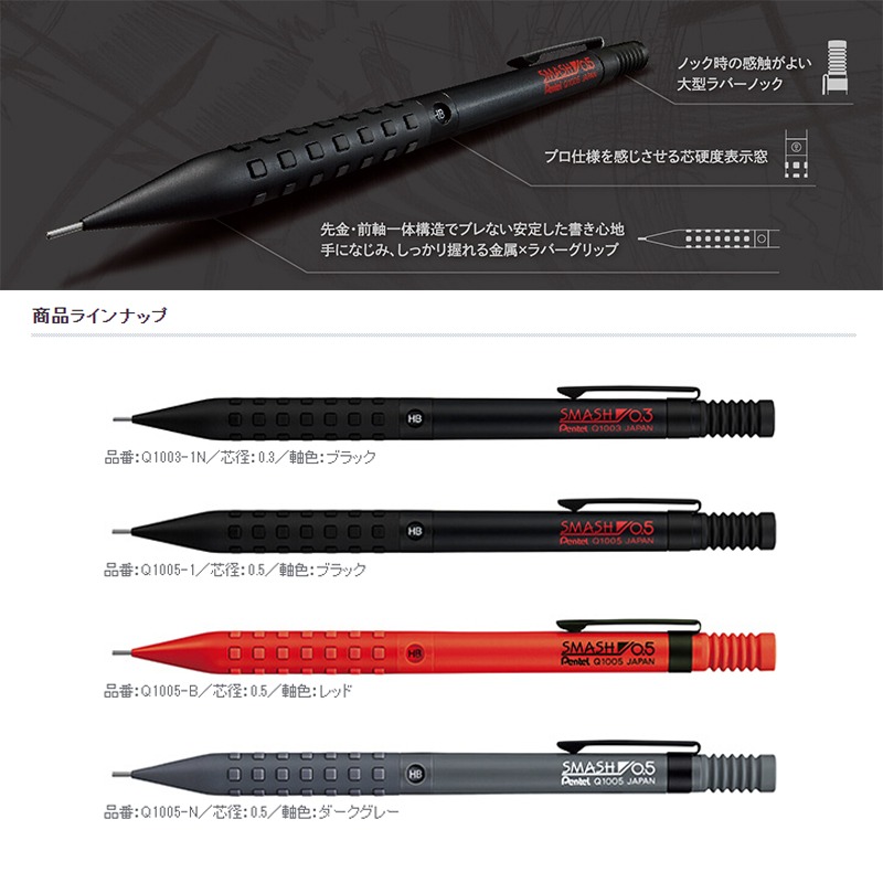 Pentel Smash Q1005 lápiz mecán - Pentel Pen Energel reseña y precio
