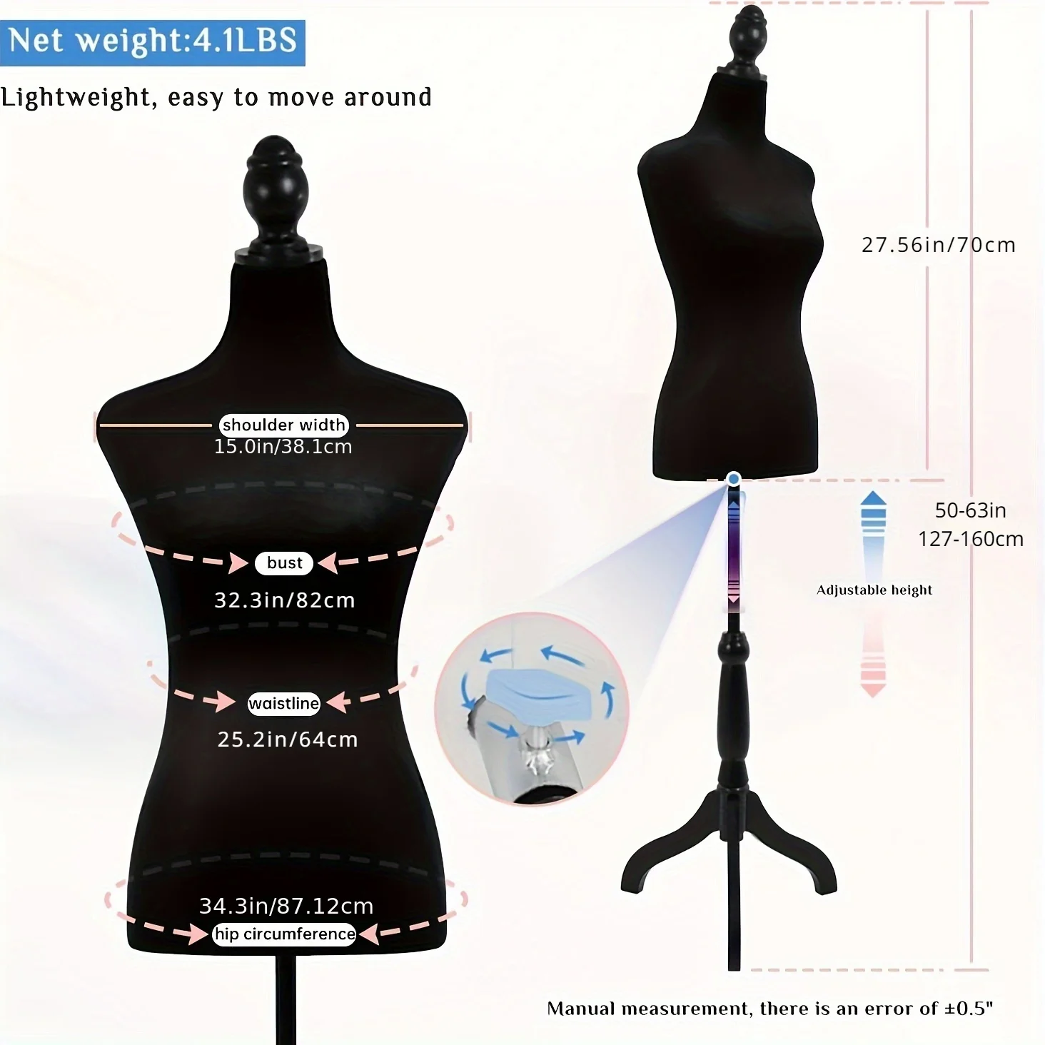 Maniquí de Medio Cuerpo para E - Dress Form Mannequin reseña y precio