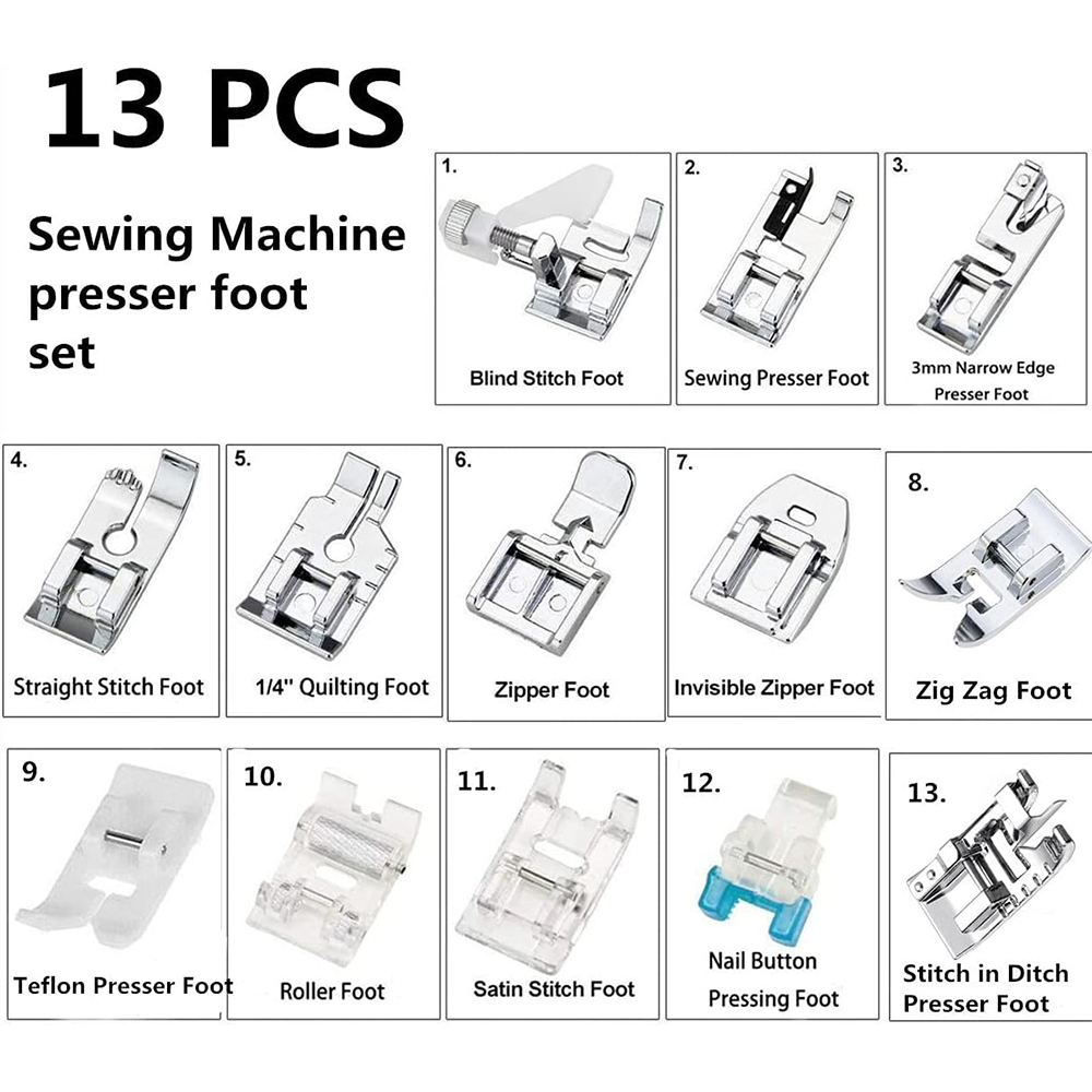 13 unids/caja prensatelas jueg - Zipper Foot Presser reseña y precio