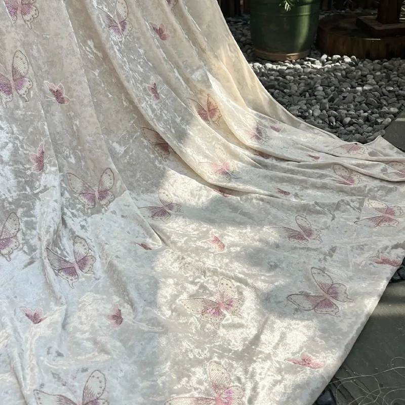 Tela bordada de mariposa color - Sewing Velvet Fabric reseña y precio